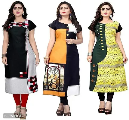 Reliable Crepe Printed Kurta For Women- Pack Of 3