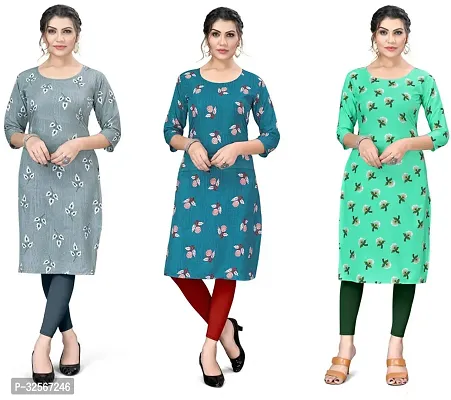 Reliable Crepe Printed Kurta For Women- Pack Of 3