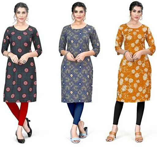 Reliable Crepe Kurta For Women- Pack Of 3