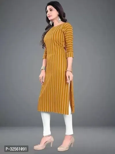 Stylish Yellow Crepe Printed Stitched Kurta For Women-thumb3