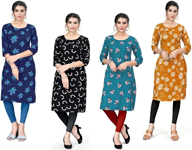 Combo Of 4- Designer Crepe Printed Kurta