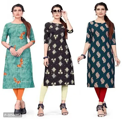 Reliable Crepe Printed Kurta For Women- Pack Of 3-thumb0