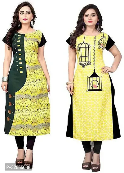 Fancy Crepe Kurtas For Women Combo Of 2-thumb0