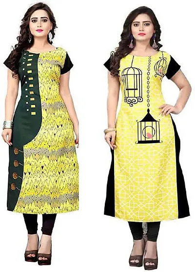 Stylish Printed Crepe Kurta For Pack Of 2 Vol 6