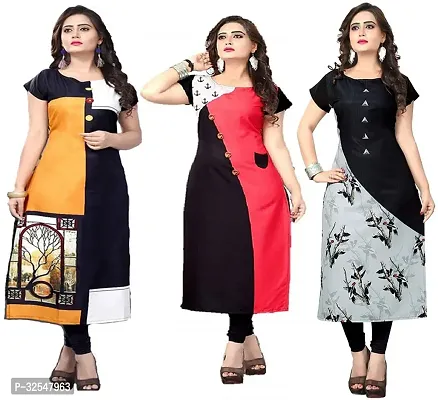 Beautiful Crepe Printed Kurta For Women Pack of 3-thumb0