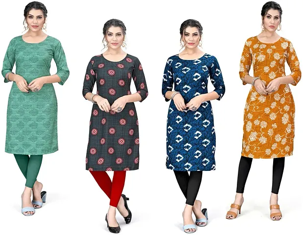 Combo Of 4- Designer Crepe Printed Kurta