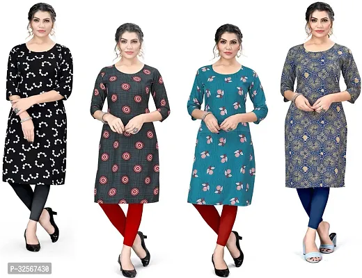 Reliable Crepe Printed Kurta For Women- Pack Of 4-thumb0