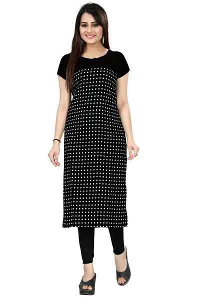 Dsk Studio Woman's Crepe Half Sleeve Straight Cut Kurti_dsk075_Black