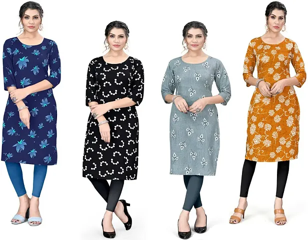 Stylish A-Line Crepe Kurta Pack Of 4