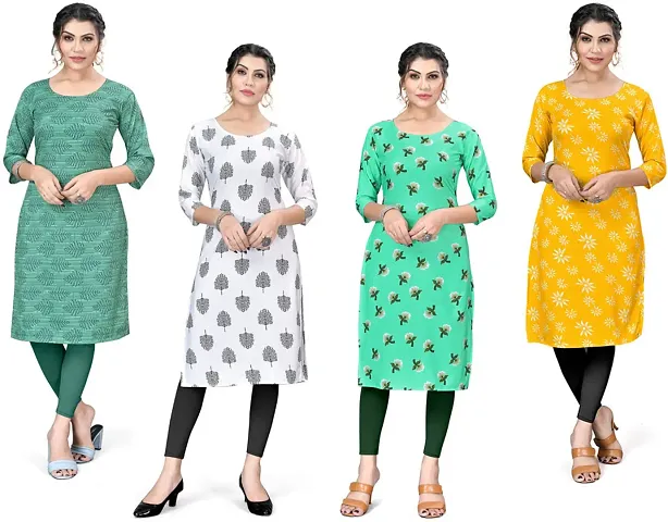 Combo Of 4- Designer Crepe Printed Kurta