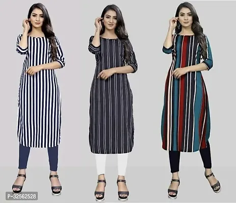 Stylish Crepe Stitched Kurta For Women Combo Of 3-thumb0