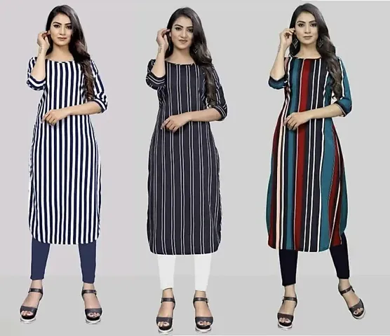 Stylish A-Line Crepe Kurta Pack Of 3