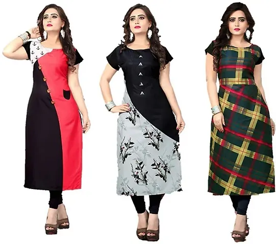 Stylish Women Crepe Casual Kurta Pack of 3