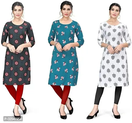 Beautiful Crepe Printed Kurta For Women Pack of 3-thumb0