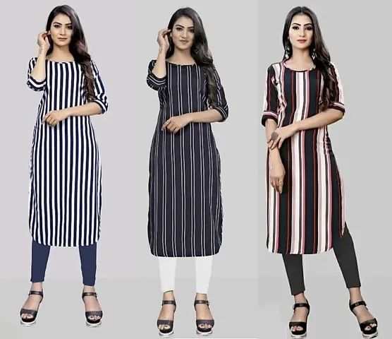 Fancy Straight Printed Crepe Kurta Pack Of 3 Vol 3