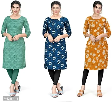 Reliable Crepe Printed Kurta For Women- Pack Of 3