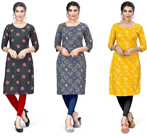 Reliable Crepe Kurta For Women- Pack Of 3