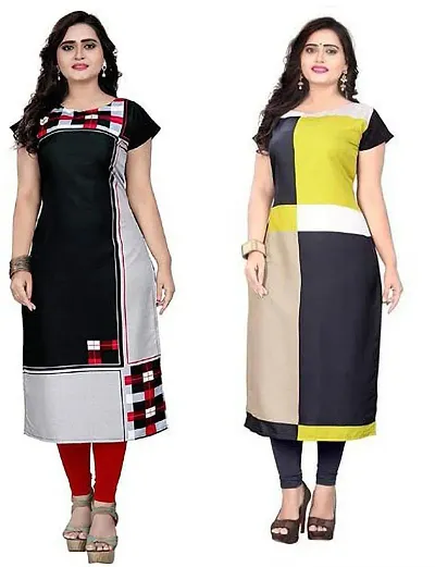 Stylish Printed Crepe Kurta For Women Pack Of 2 Vol 7