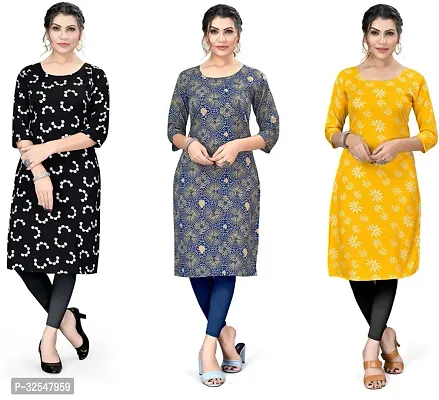 Beautiful Crepe Printed Kurta For Women Pack of 3-thumb0