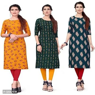 Beautiful Crepe Printed Kurta For Women Pack of 3