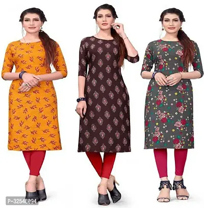 Beautiful Crepe Printed Kurta For Women Pack of 3-thumb0