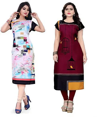 Stylish Crepe Kurta For Women Pack Of 2