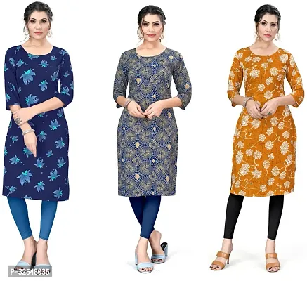 Beautiful Crepe Printed Kurta For Women Pack of 3-thumb0