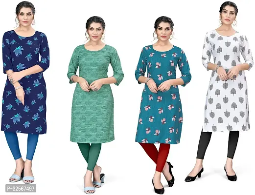 Reliable Crepe Printed Kurta For Women- Pack Of 4