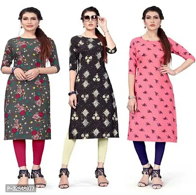 Beautiful Crepe Printed Kurta For Women Pack of 3-thumb0