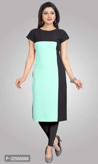 Reliable Crepe Colourblocked Kurta For Women-thumb0