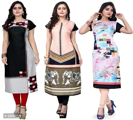 Beautiful Crepe Printed Kurta For Women Pack of 3