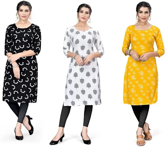 Reliable Crepe Kurta For Women- Pack Of 3