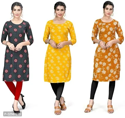 Reliable Crepe Printed Kurta For Women- Pack Of 3-thumb0