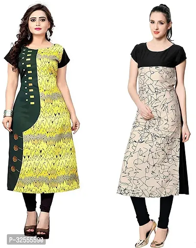 Fancy Crepe Kurtas For Women Combo Of 2-thumb0