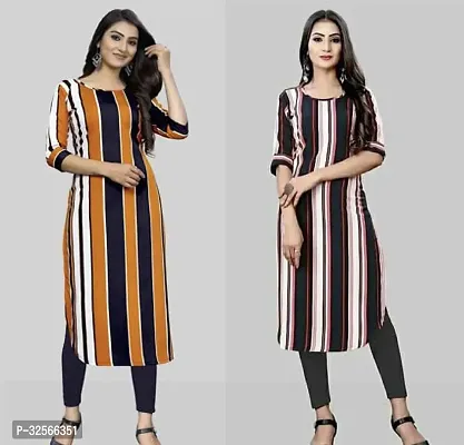 Reliable Crepe Striped Kurta For Women- Pack Of 2-thumb0