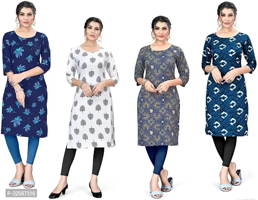 Reliable Crepe Printed Kurta For Women- Pack Of 4