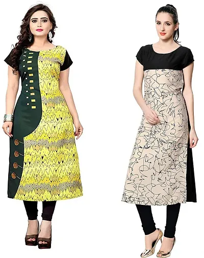 Stylish Printed Crepe Kurta For Women Pack Of 2 Vol 4