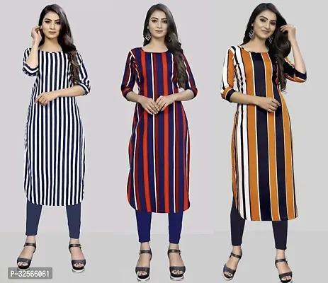 Reliable Crepe Striped Kurta For Women- Pack Of 3-thumb0