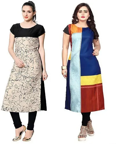 Stylish Crepe Kurta For Women Pack Of 2