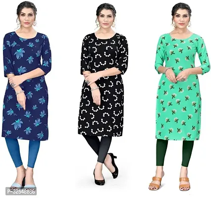 Beautiful Crepe Printed Kurta For Women Pack of 3-thumb0