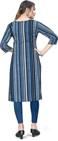 Stylish Blue Crepe Printed Stitched Kurta For Women-thumb1