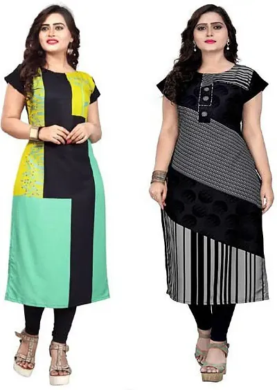 Combo Of 2 Crepe Printed Kurtis