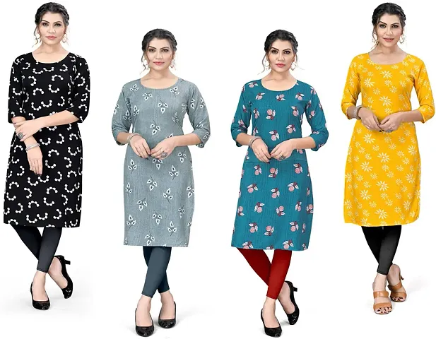 Stylish A-Line Crepe Kurta Pack Of 4