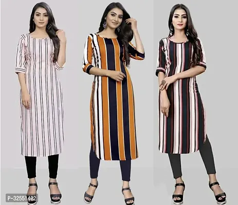 Stylish Crepe Stitched Kurta For Women Combo Of 3-thumb0