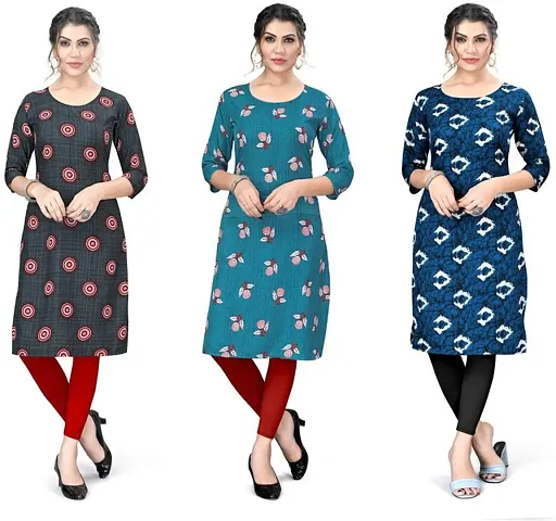 Pack Of 3- Printed Crepe Kurta