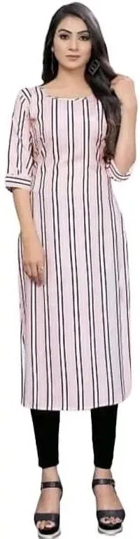 Stylish Crepe Striped Straight Kurti