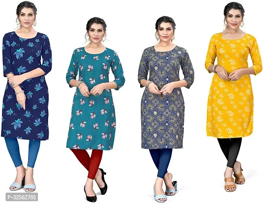 Stylish Crepe Stitched Kurta For Women Combo Of 4