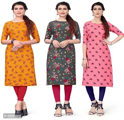 Reliable Crepe Printed Kurta For Women- Pack Of 3