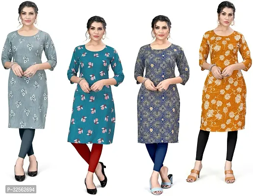 Stylish Crepe Stitched Kurta For Women Combo Of 4-thumb0