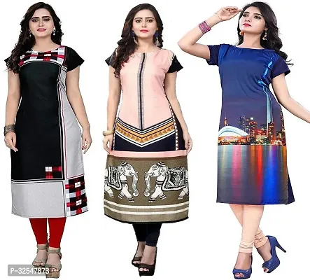 Beautiful Crepe Printed Kurta For Women Pack of 3